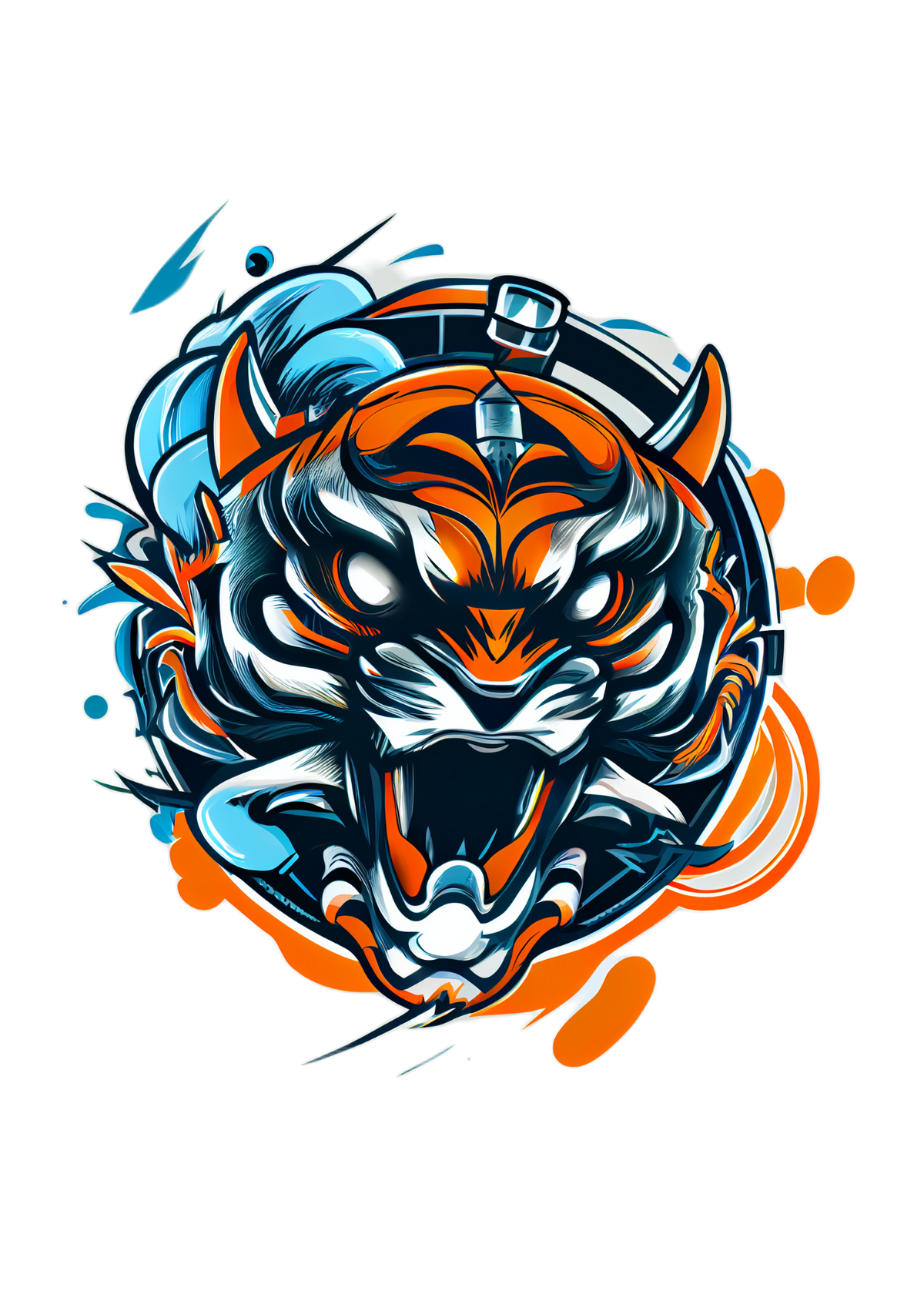 Blue Tiger DTF Print Crew T-Shirt