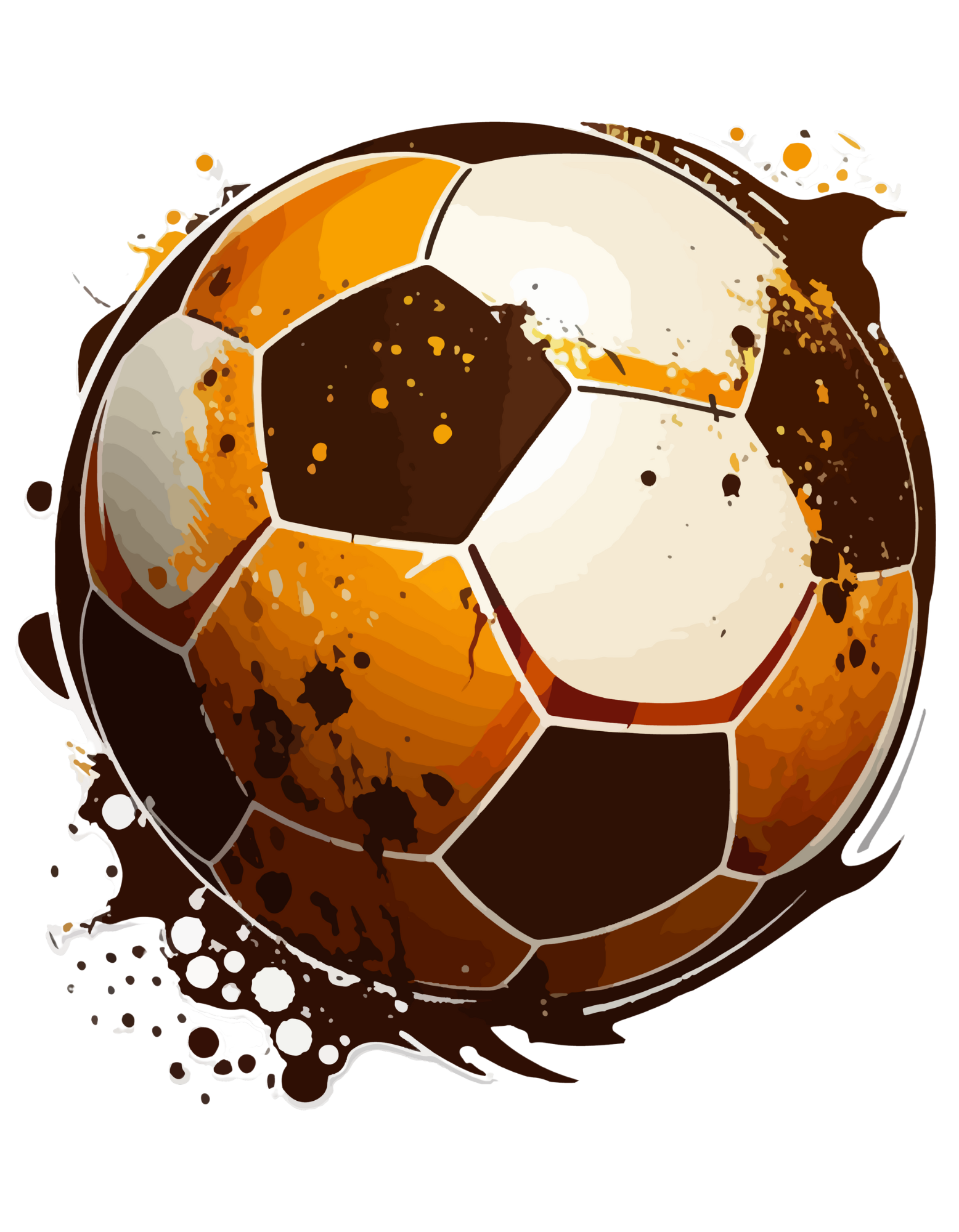 Orange Football DTF Print Crew T-Shirt