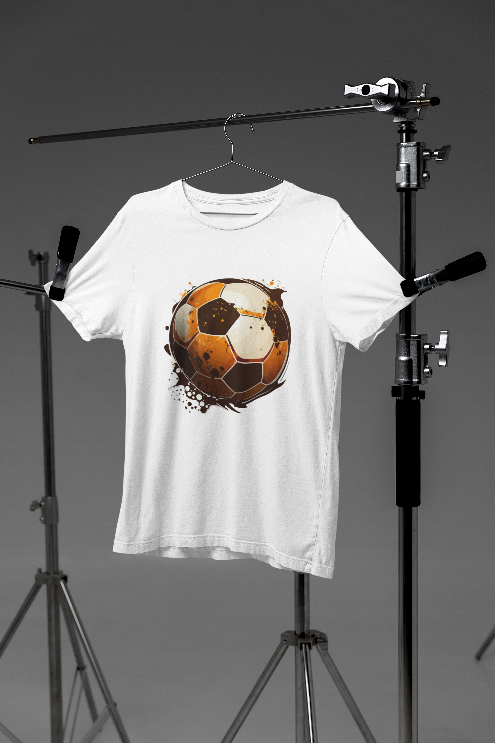 Orange Football DTF Print Crew T-Shirt